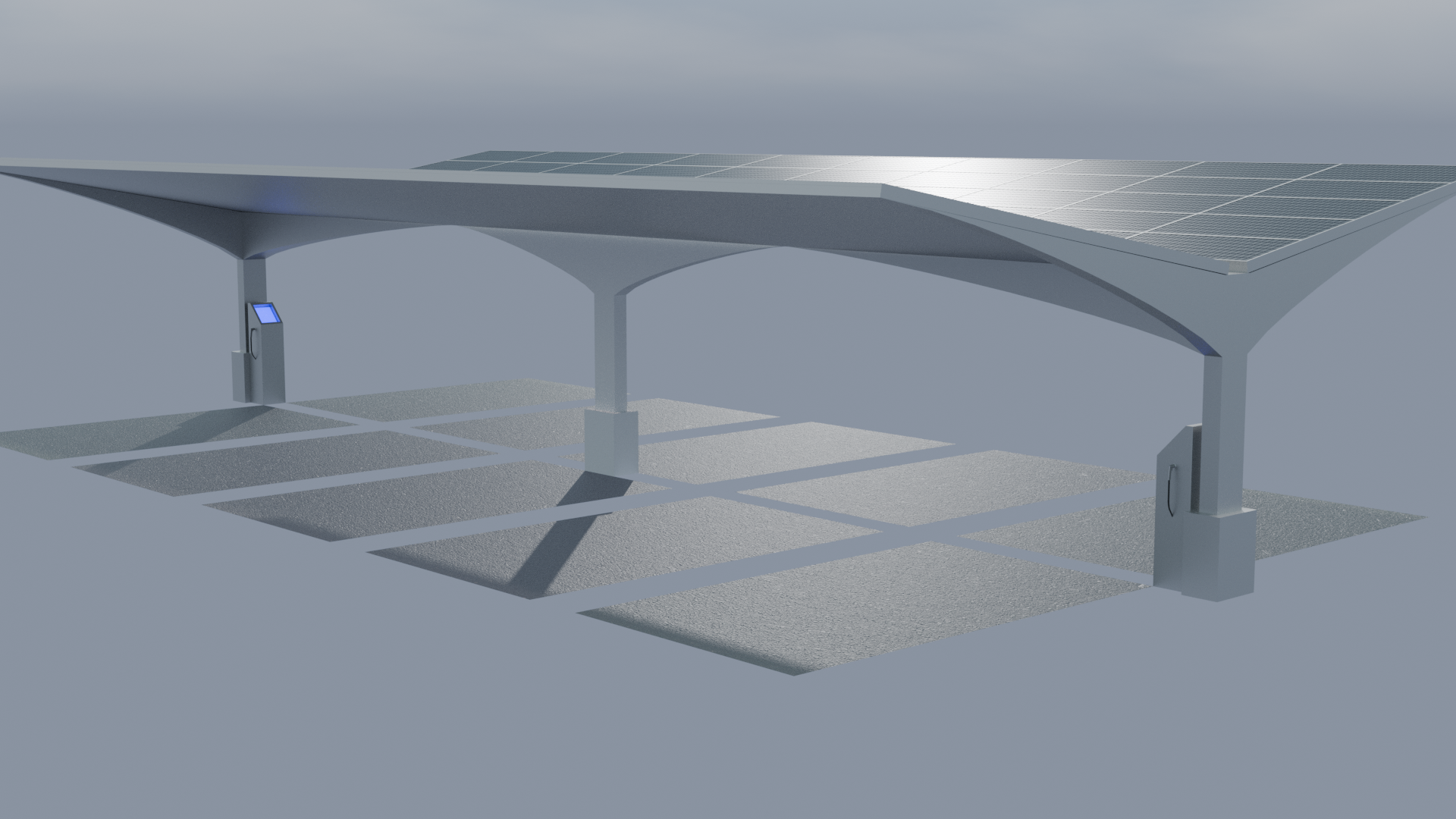 Solar canopy development render